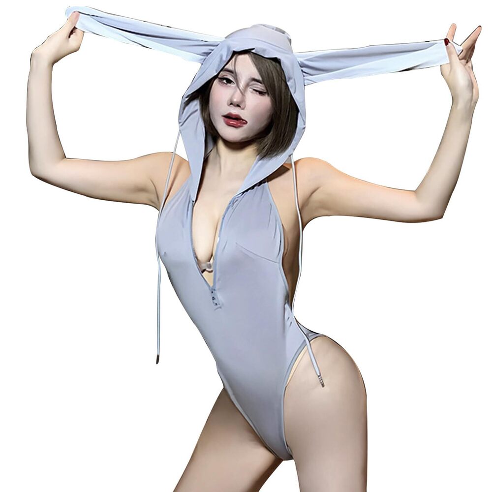 1054 Sexy Bunny Hoodie Lingerie Rabbit Roleplay One-Piece Lingerie Sets